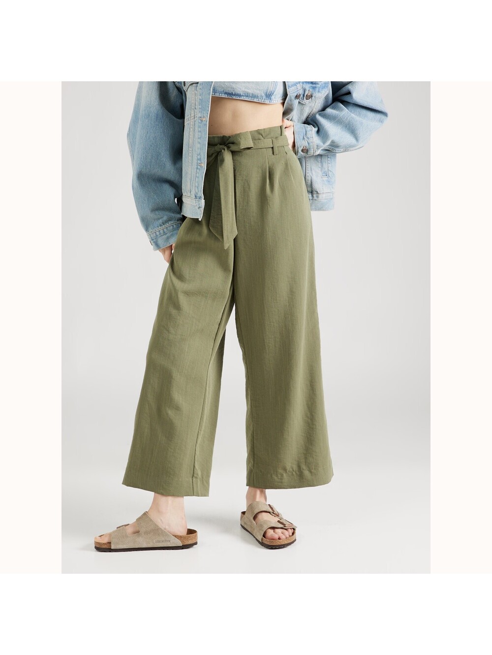 NWT Old Navy High-Waisted Sage Green Linen-Blend Cropped Wide-Leg Pants Size L